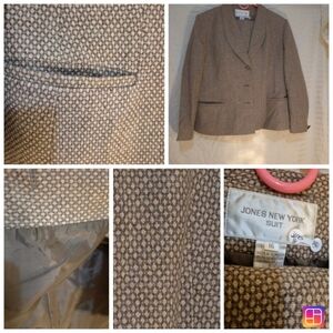 Jones New York Brown Textured Suit EUC 16